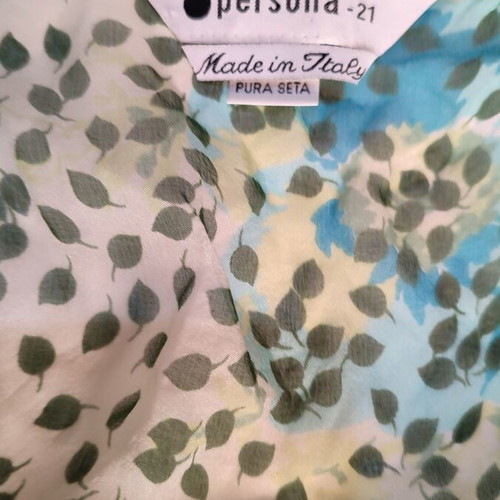 Persona by Marina Rinaldi silk floral shirt XL like new, turquoise green