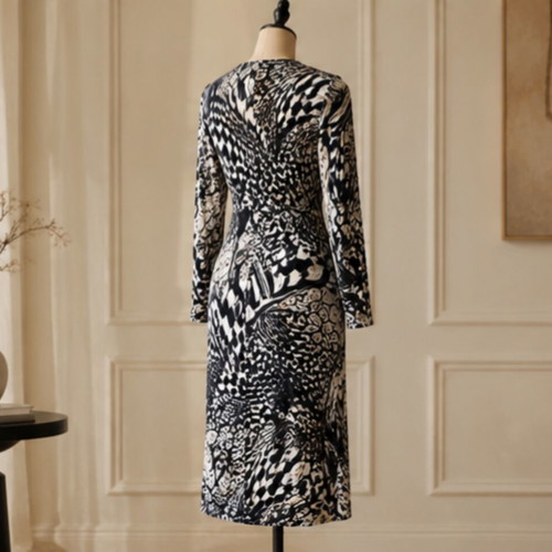 Viscose midi dress, black and white, size S