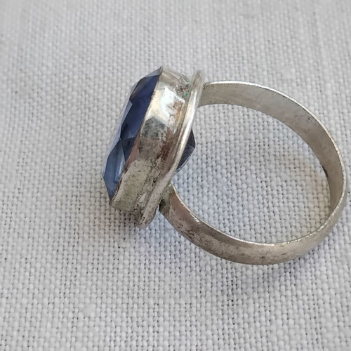 Vintage Silver Ring 925 with Large Blue Topaz, Like New