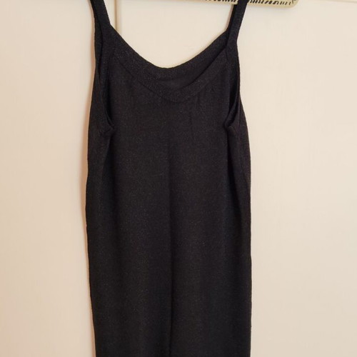 Julia Bergovich black sleeveless knit top with silver thread XL