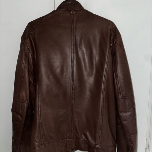 Vespa Piaggio leather jacket used, brown, size XL fits like L