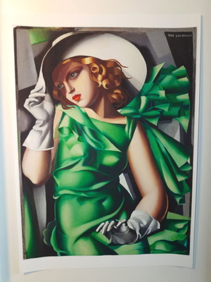 Young Girl in Green with Gloves A4 Poster