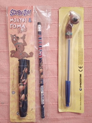 Scooby Doo collectible pencil, eraser and pen set De Agostini Hanna Barbera 90s new