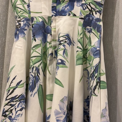 Zini Mid-Length Flared Dress used, white and blue, size M