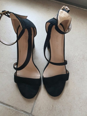Just Me sandals like new, black suede, size 38, 10cm heel