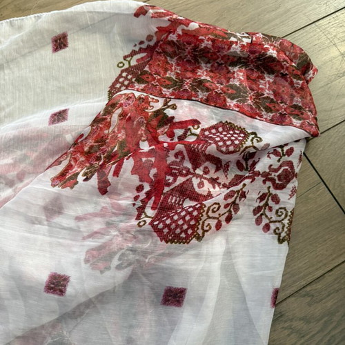 Antica Sartorial handkerchief, white and red