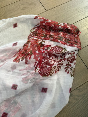 Antica Sartorial handkerchief, white and red