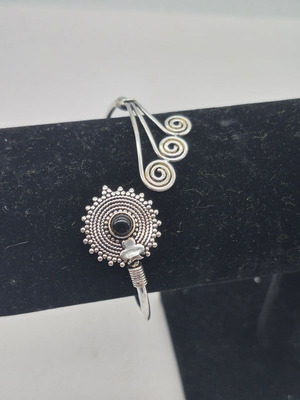 Black Tourmaline Silver Plated Adjustable Bracelet new