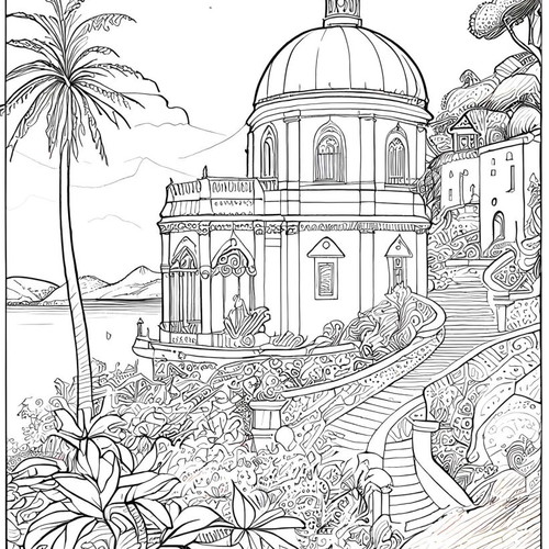 Italy Travel adult coloring book, 75 pages, made to order