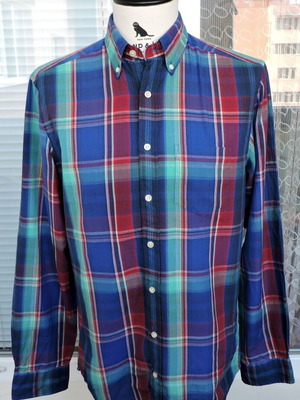 Gant Birdie Madras Shirt Persian Blue Checked Size M like new