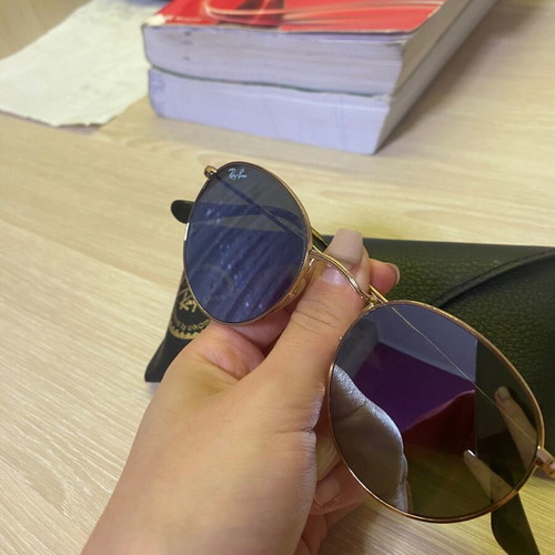 Ray-Ban mirror sunglasses like new, gold metal round frame