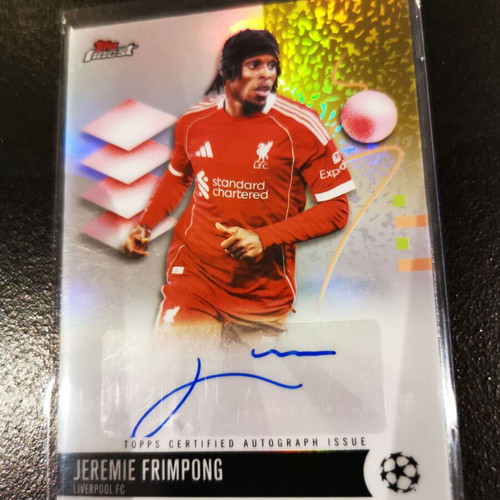 Jeremie Frimpong BA-JF Topps Finest UEFA Club Competitions 2025/26 certified autograph card Liverpool FC
