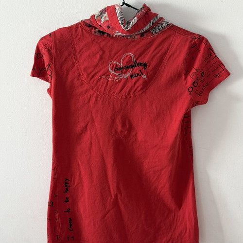 Desigual red top with sequins like new, size medium