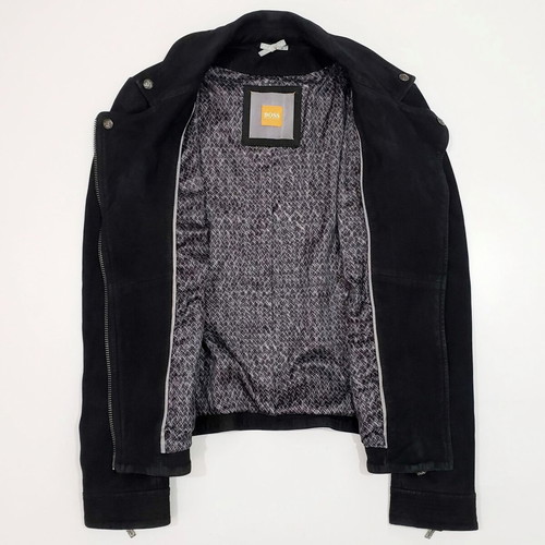 Hugo Boss Orange Jamela women's suede leather jacket used, size S-M, black