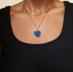 Necklace with blue heart pendant and stainless steel chain, like new