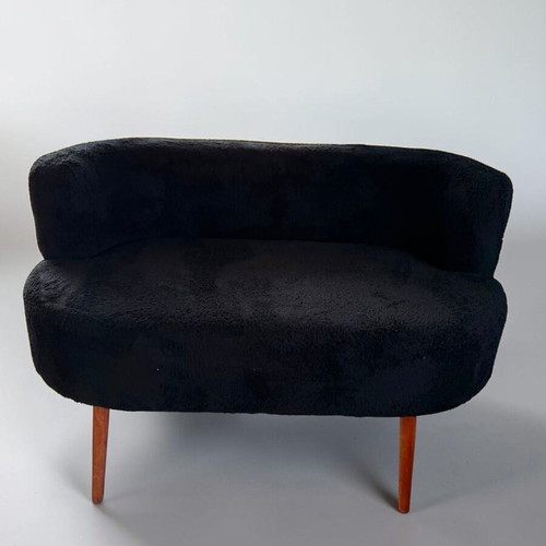 Teddy Bouclé Two-Seater Sofa Black 110x67x70cm New