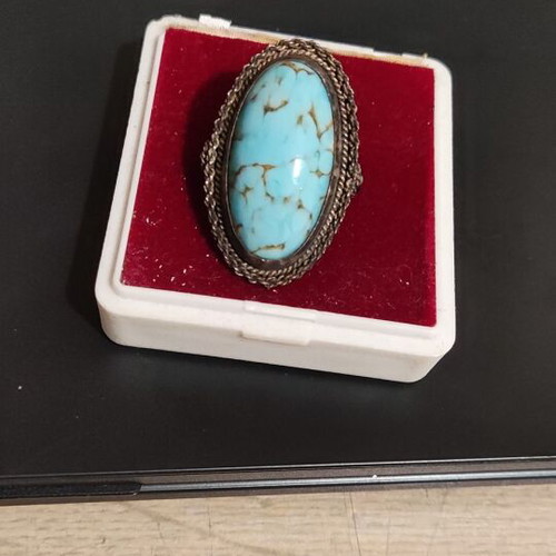 Silver 935 ring with turquoise stone size 55 new