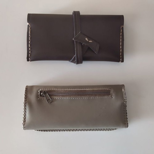 Brown and beige PU leather cigarette cases new, set of 2