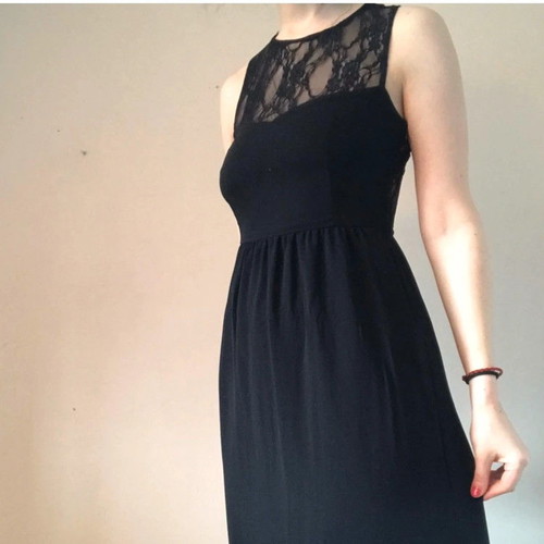 Zara black long dress used, size S