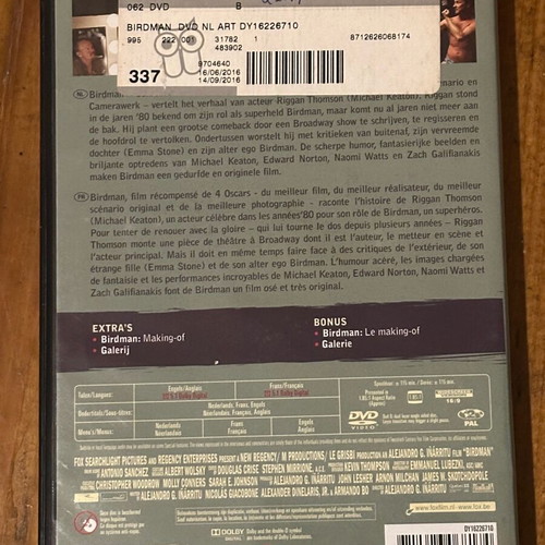 Birdman DVD used with English subtitles, comedy drama