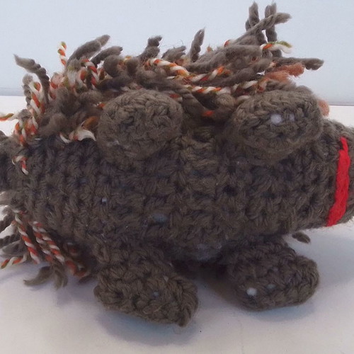 Handmade knitted hedgehog amigurumi used, 22cm