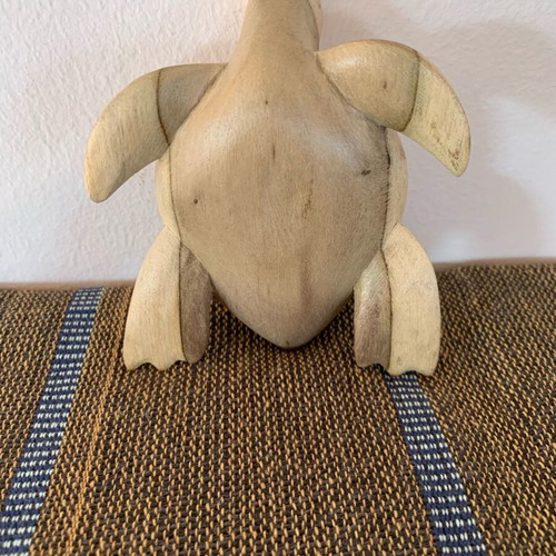 Decorative turtle handcarved from natural wood new