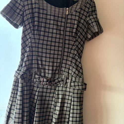Karen Millen Checked Structured Dress With Belt Like New Size 42
