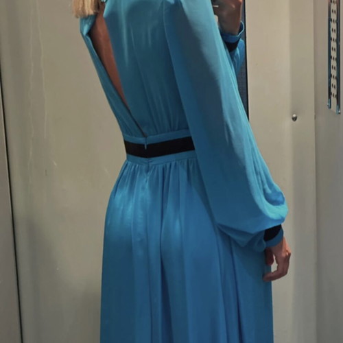 Pinko maxi dress new, blue with black details, size S