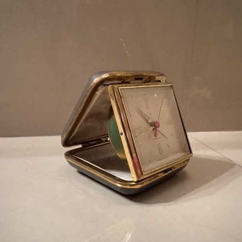 Vintage Shanghai mechanical travel alarm clock used