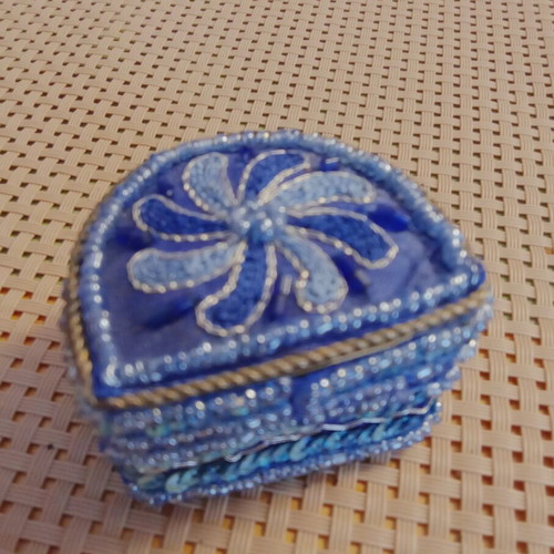 Handmade small box with beads and sequins, like new