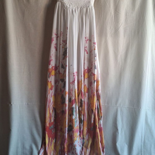 Devotion Small Watercolor Floral Strapless Maxi Dress like new