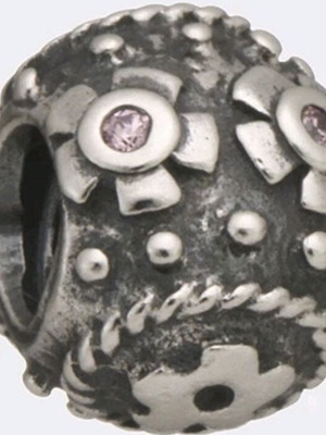 Pandora Easter Egg genuine 925 silver like new with pink CZ stones