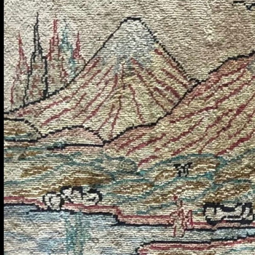 Persian All-Silk Wall Carpet Ghom like new, handmade art piece