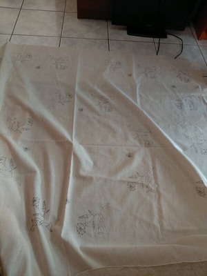 Embroidery set unstitched tablecloth with 2 napkins new