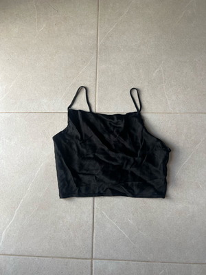 Zara satin crop top with adjustable straps, like new, black, size S