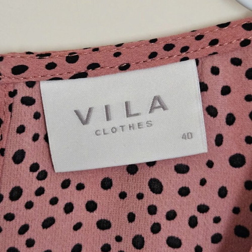 VILA dress with open back, size 40 / M-L, black and pink