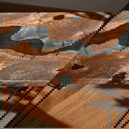 Χειροποίητο τραπεζάκι σαλονιού από ξύλο ελιάς και ρητίνη καινούργιο