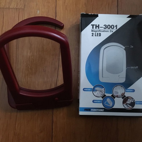 Magnifying LED desk lamp new, burgundy color