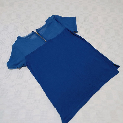 H&M Blue Blouse size S like new with transparent upper part