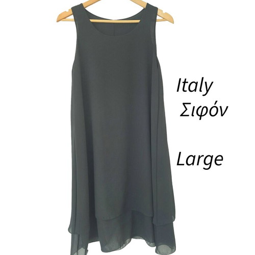 James Lakeland chiffon sleeveless dress, black, large, made in Italy