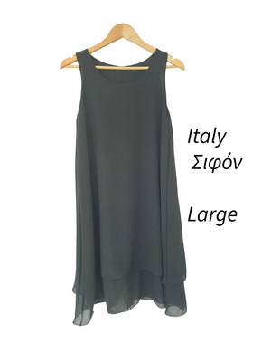 James Lakeland chiffon sleeveless dress, black, large, made in Italy