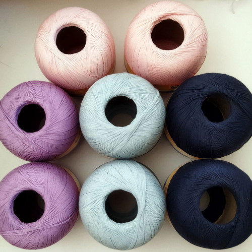 Cordonet Lama cotton knitting yarn set, 8 new pieces