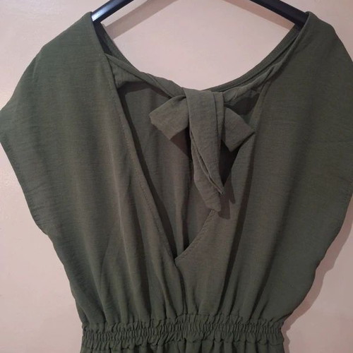 Playsuit one size, like new, army green with elastic waist