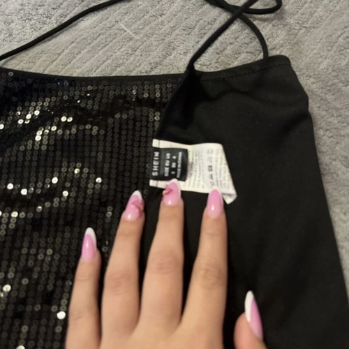 Shein sequin backless top like new, black, size S