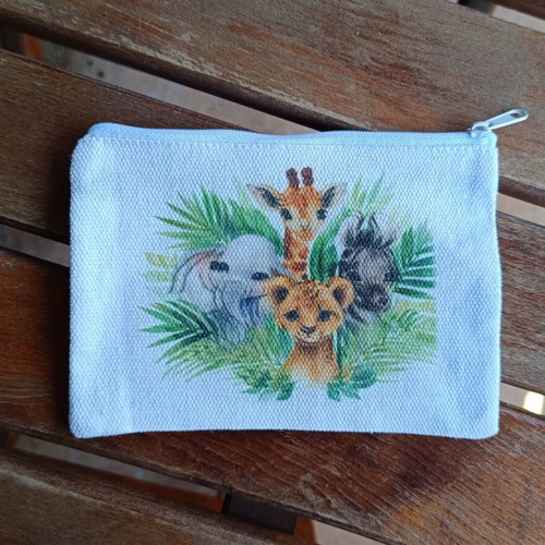 Fabric wallet or pouch with jungle animals