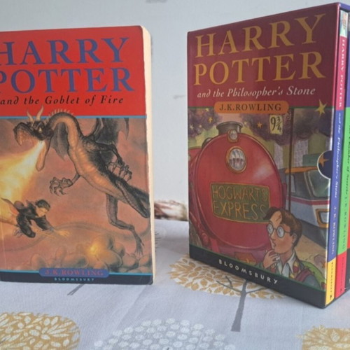 Harry Potter boxed set with first three books and Goblet of Fire
