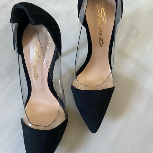 Sante suede pumps with transparency, 10 cm heel, like new
