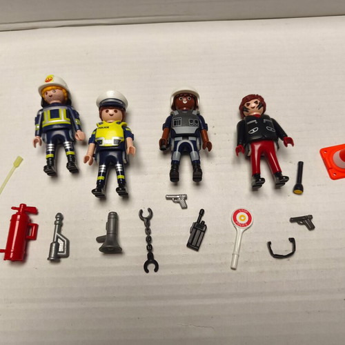 Playmobil Police Firefighter Burglar Set like new with accessories