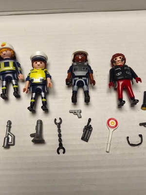 Playmobil Police Firefighter Burglar Set like new with accessories