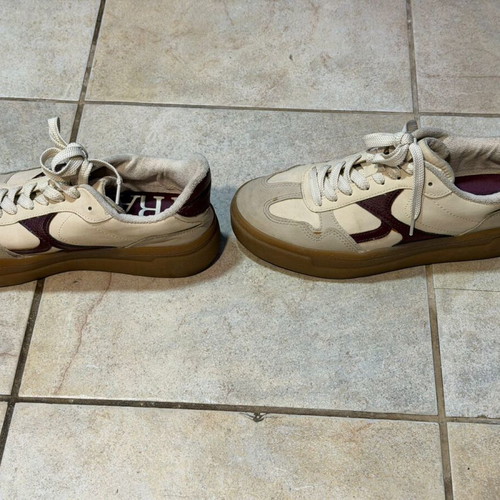 Stradivarius sneakers size 39 used, beige and burgundy
